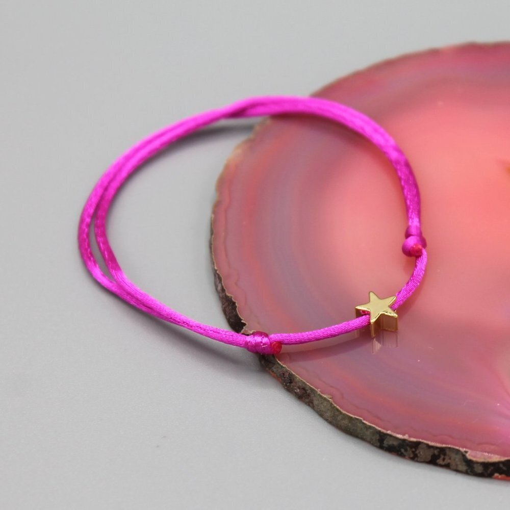 Jewelry star pink gold string bracelet adjustable fashion delicate brand new